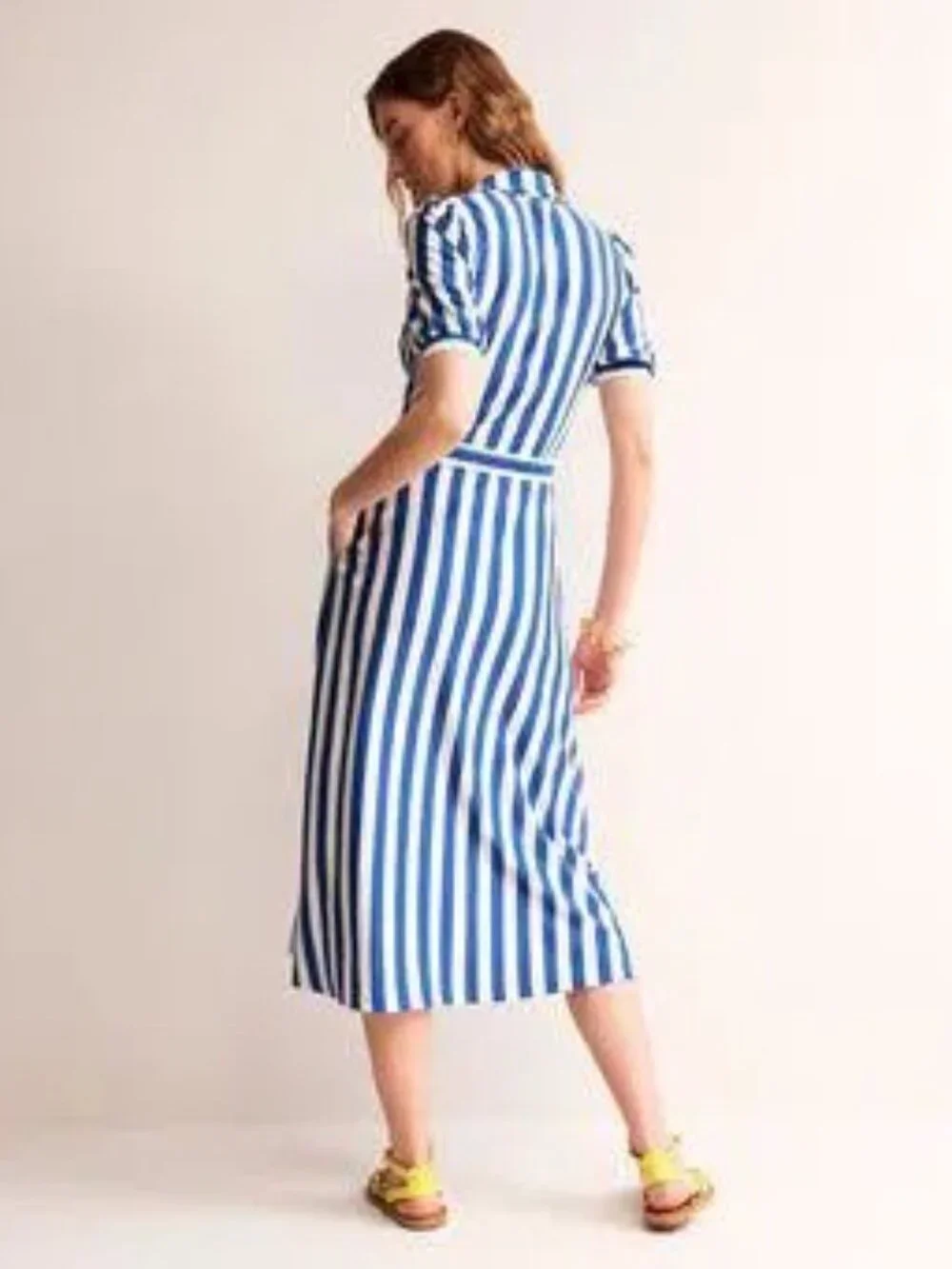 Boden Libby Jersey Midi Shirt Dress, Blue Stripe, 6P - Picture 2 of 7